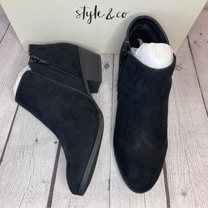 STYLE & CO Black Wileyy Almond Toe Ankle Booties